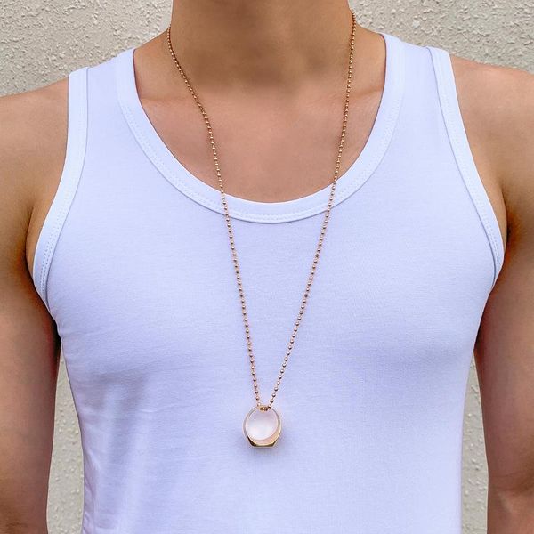 

chokers lacteo hip hop metal rings pendant necklace jewelry for women steampunk round beads clavicle chain choker accessories, Golden;silver