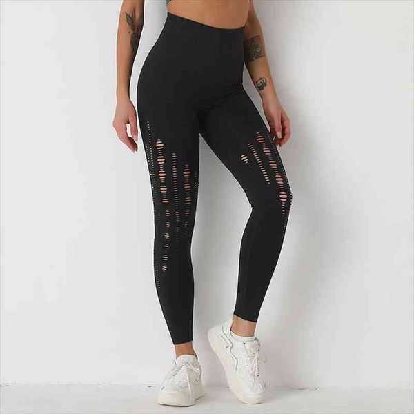 

seamless women leggings solid high waist push up hollow out leggings workout jeggings casual fitness female, Black