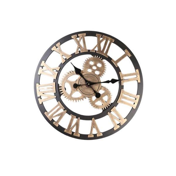 

creative 3d gear wall clock retro fashion decorative hanging art decor for home office living room bedroom (golde clocks