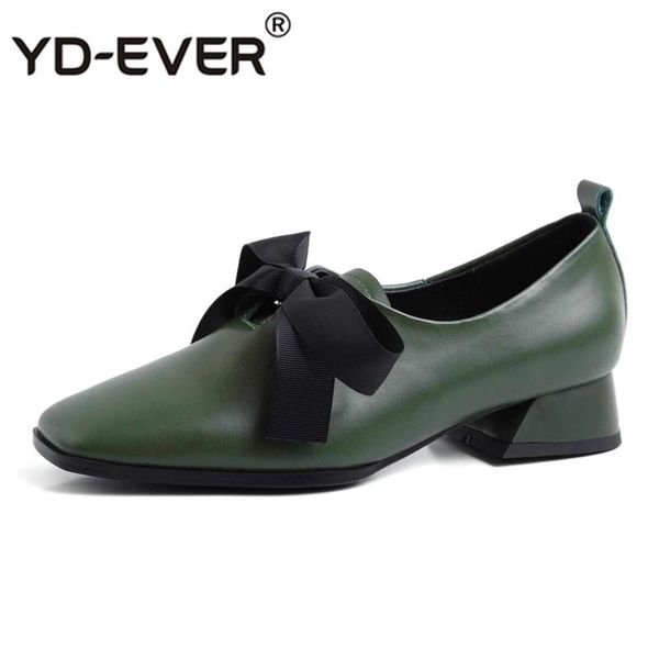 

dress shoes cow leather bowtie ribbon med heels square toe deep mouth daily wear preppy style maiden pumps l59, Black