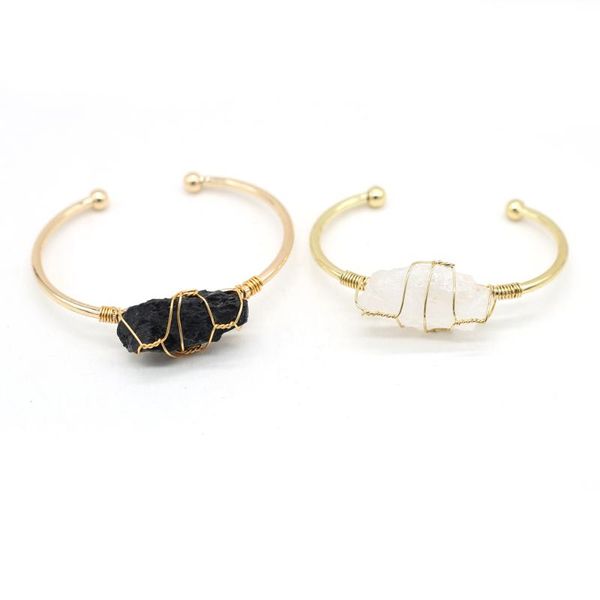 

bangle natural stone pendant fashion open golden bud bracelet for women jewelry making diy necklaces bracelets accessories, Black