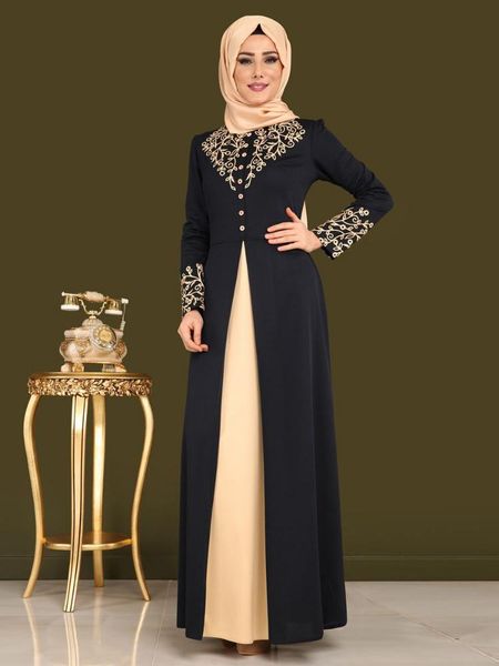 

ethnic clothing women's party mature solemn abaya long dress muslim bronzing turkish islamic for women, Red