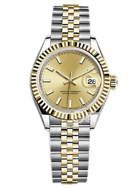 

dh maker 28mm ladies automatic watches watch movement ladys 279174 perpetual women date wristwatches, Slivery;golden