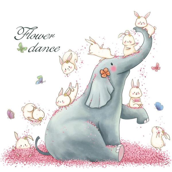 

wall stickers cartoon elephant for kids rooms kindergarten bedroom decor pvc decals home