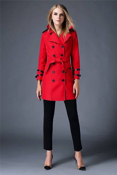 

women's trench coats long classic windbreaker waterproof british high-end english style autumn winter gabadian solid color size coat a8, Tan;black