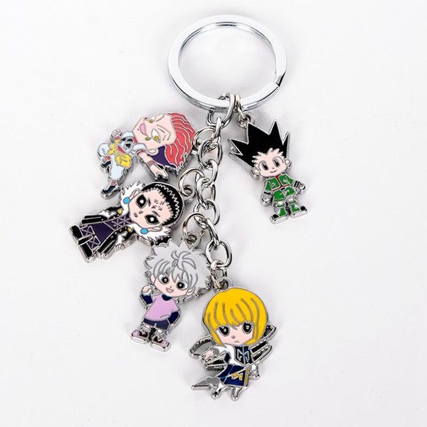 

keychains anime keychain gon killua zoldyck kurapika hisoka metal figures keyrings for women and men fahsion car key chain, Silver