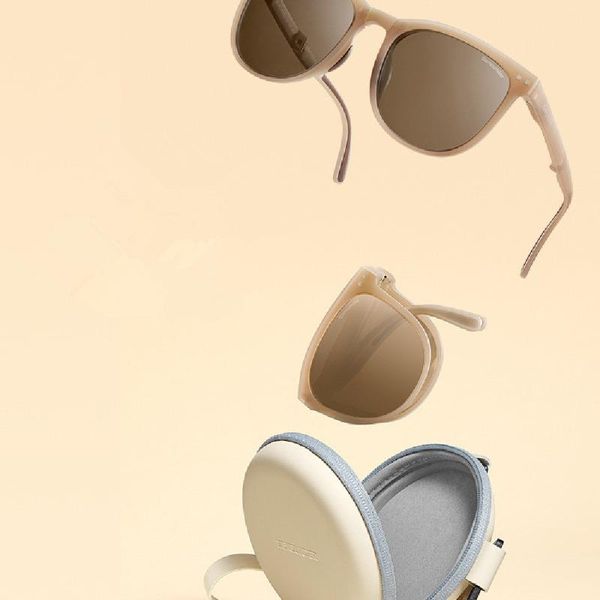 

sunglasses folding air cushion women 2022 summer uv protection sunscreen with convenient glasses case men retro, White;black