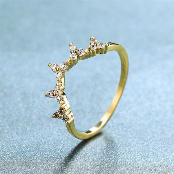 

wedding rings cute female white crystal stone ring yellow gold thin for women minimalist bridal round engagement, Slivery;golden