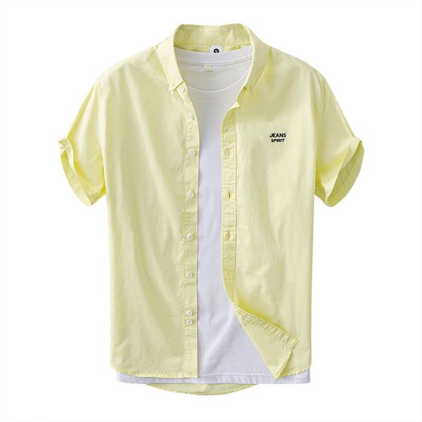 

short sleeve shirt for men summer new 100% cotton casual turn-down collar male letter embroidery basic clothing 210421, White;black