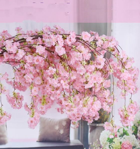 

four branches each bouquet simulation cherry blossom 135cm long wedding arch decorative flower home living room decor flowers & wreaths