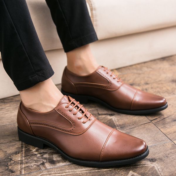 

busins drs leather shoes men's large simple oxford shoes solid, Black