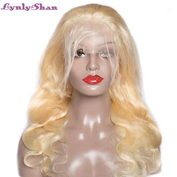 

lynlyshan blonde wig brazilian remy hair body wave full lace human wigs for black women 150% density 10-28 inches1, Black;brown