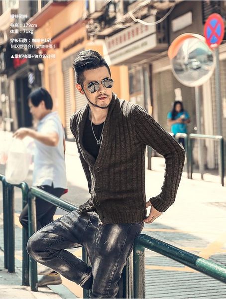 

men's jackets sweater cardigan long sleeve jacket, Black;brown