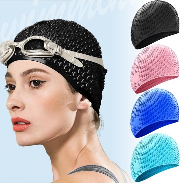 

swimming caps ly cap silicone men and women waterproof plus thickening long hair colorful