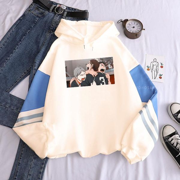 

men's hoodies & sweatshirts harajuku japan anime haikyuu team manga hoodie men funny cartoon karasuno high graphic street winter warm f, Black