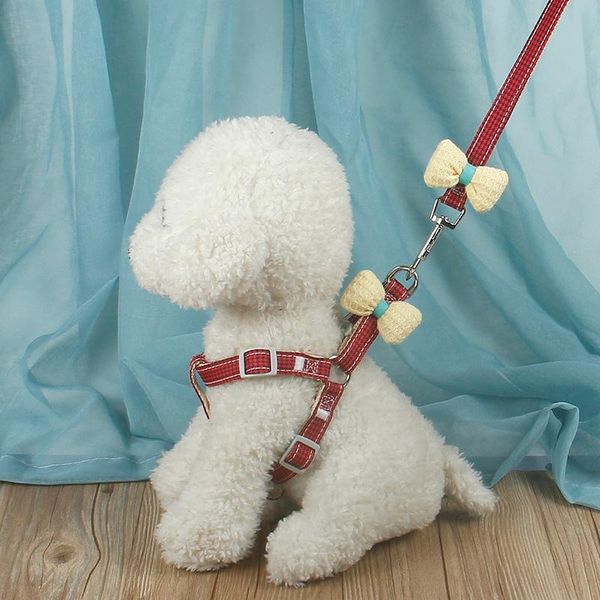 

dog collars & leashes pet chest harness walking cat and not squeezing the neck adjustable anti-strike bow traction rope leash set
