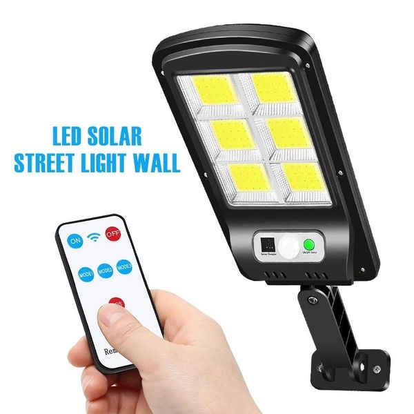 

solar lamps cob led street light waterproof pir motion sensor smart remote control lamp outdoor garden illuminate emergency wall