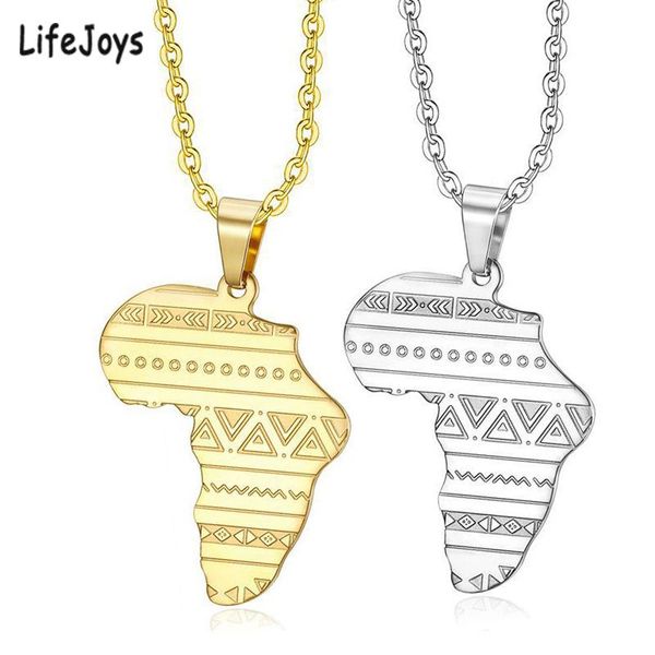 

african map necklace for women men africa pendant gold silver color stainless steel symbol ethnic jewelry hip hop necklaces