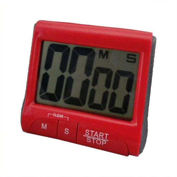 

timers large lcd digital kitchen timer count-down up clock loud alarm red