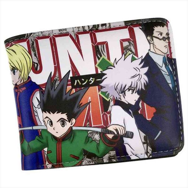 

cartoon anime hunter x wallet pu leather with coin pocket short purse id card holder, Red;black