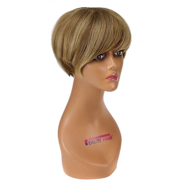 

synthetic wigs maria pixie cut wig hair short bob with natural bang 6 inches 85g glueless machine made for women cosplay daliy use, Black