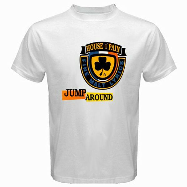 

new house of pain jump around logo men's white t-shirt size s - 3xl, White;black
