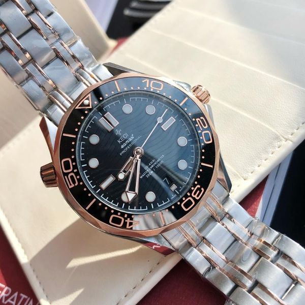 

wristwatches luxury brands men's automatic mechanical ceramic bezel watch quality full stainless steel self-wind movement watches, Slivery;brown
