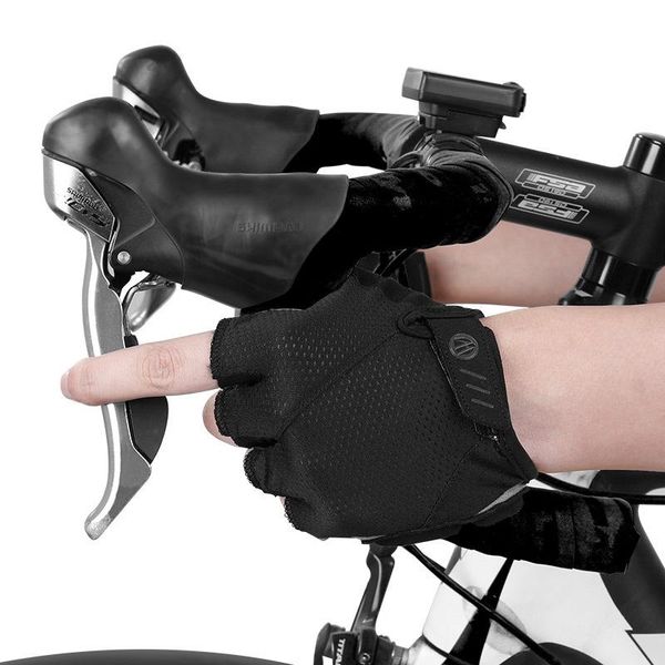 

cycling gloves motorcycle fingerless bicycle summer motorcyclist equipment sports gym training mtb men, Black