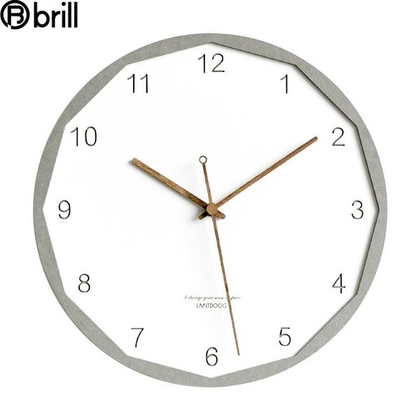 

nordic large wall clock wooden white digital modern watches silent rustic home decor decorations living room creative clocks