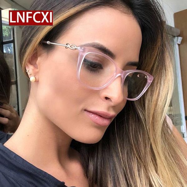 

fashion sunglasses frames lnfcxi female cat eyeglasses frame women crystal decoration double colors metal arm optical male eye glasses men, Black