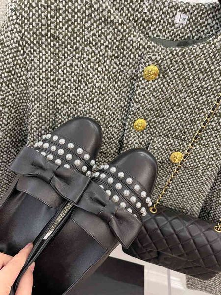 

spring summer 2022 sandals bow women shoes lady ballet flats low wedge heel slip on casual sweet wedding, Black