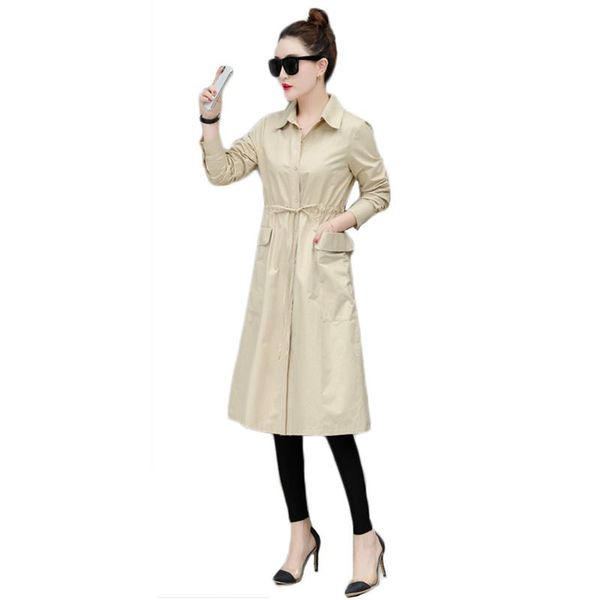 

women's trench coats coat women khaki s-3xl plus size loose 2021 spring autumn korean casual fashion long thin windbreaker feminina cx1, Tan;black