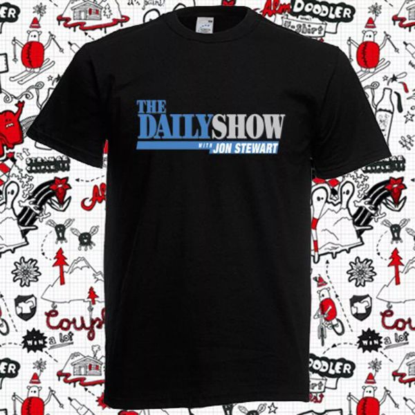 

New The Daily Show With Jon Stewart Logo Men's Black T-Shirt Size S-3XL, White;black