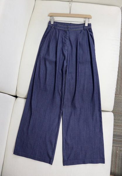 

women's jeans 2021 women fashion loose cotton denim long wide leg pants 0724, Blue