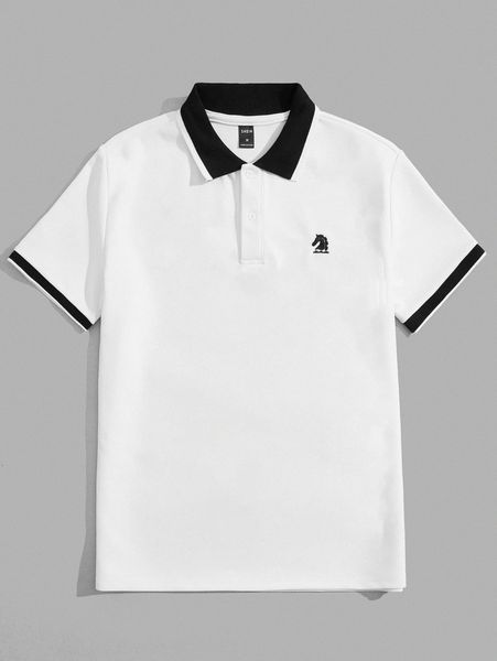 

men horse head embroidery polo shirt t8pm#, White;black