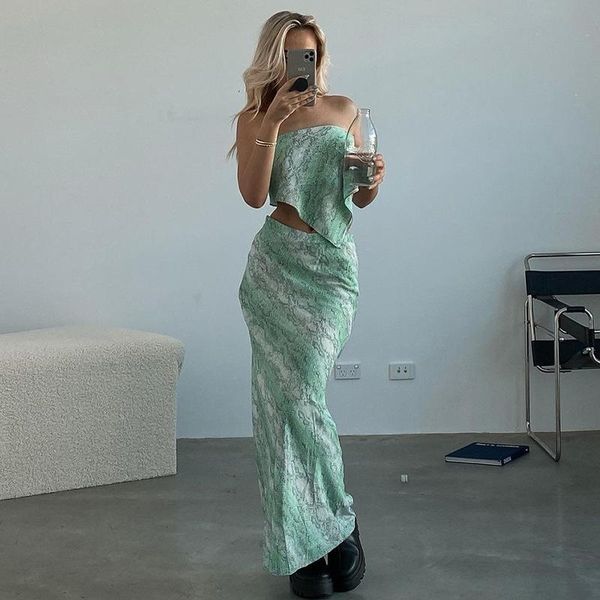 

casual dresses women's wear 2021 summer open back wrapped chest vest fashion slim skirt suit, Black;gray