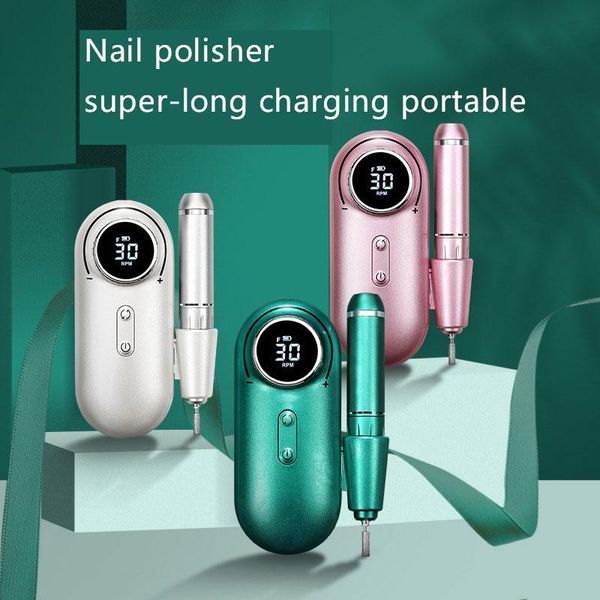 

nail art equipment rechargeable drill machine 35000rpm strong power portable electric nails for manicure pedicure cutter, Silver
