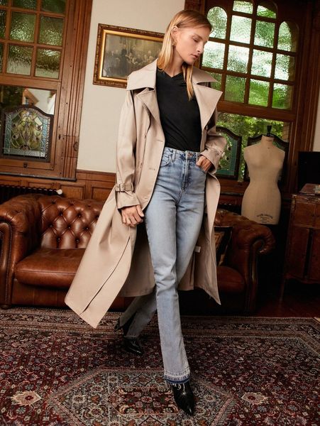 

motf premium cotton waterfall neck belted trench coat u1up#, Tan;black