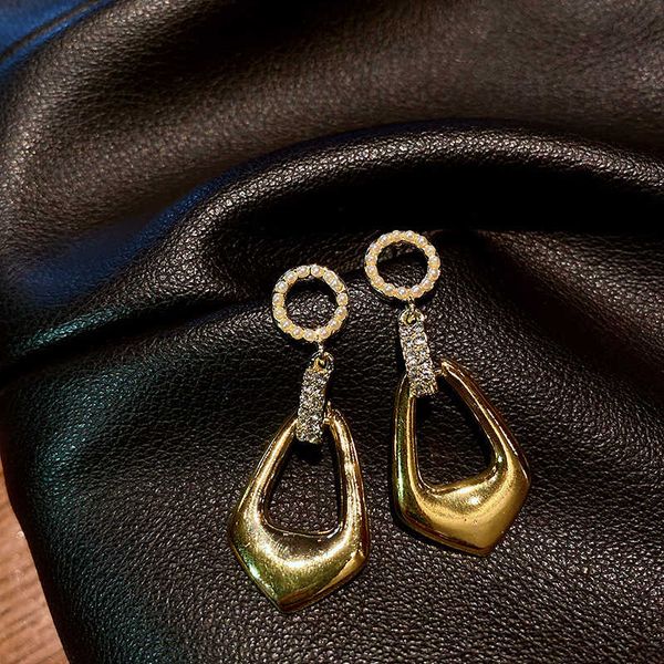 

925 silver needle set with diamond pearl earrings, Golden;silver