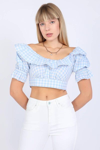 

women's blouses & shirts markapia plaid crop blouse, White