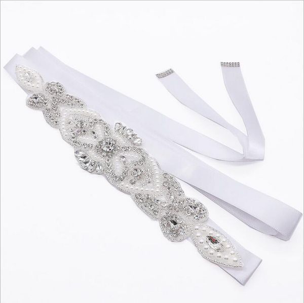 

wedding sashes waistbrand rhinestone belt accessories bride bridesmaid bridal belts for dresses, White