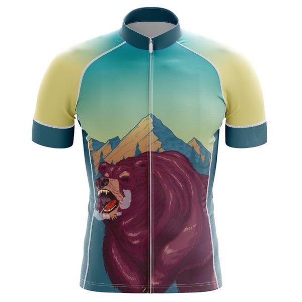 

racing jackets 2021 brave men's round neck cycling jersey for italy majestic brown bear bike lightweight riding shirt, Black;red