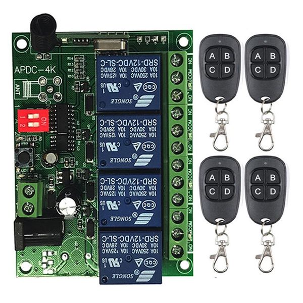 

remote controlers 433mhz dc 12v 24v 4ch 4 ch wireless control light switch system rf relay radio receiver module transmitter