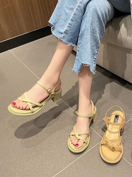 

female sandal black shoes for women block heels flip flops platform all-match 2021 summer girls beige chunky comfort corrective sandals