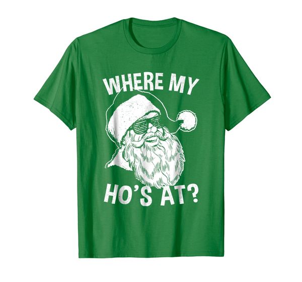 

where my ho's at tshirt | retro hipster funny santa shirt, White;black