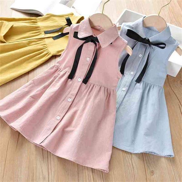 

summer dress kid clothing sundress dresses for girls bowknot children's 210528, Red;yellow
