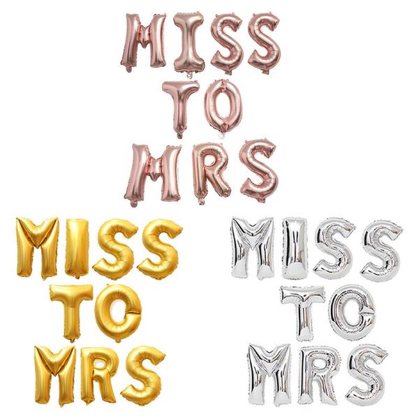 

9pcs 16inch miss to mrs letter foil balloons bachelorette party hen night decor wedding bridal shower engagement supplies decoration