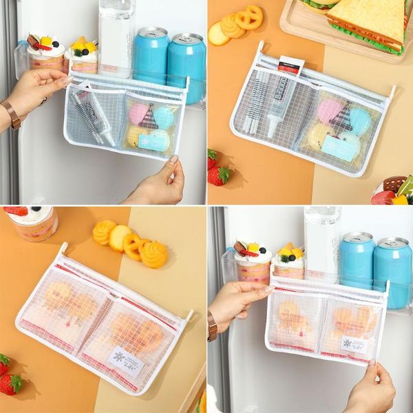 

storage bags side hang pocket tidy with hook refrigerator bag hanging mesh door organizer