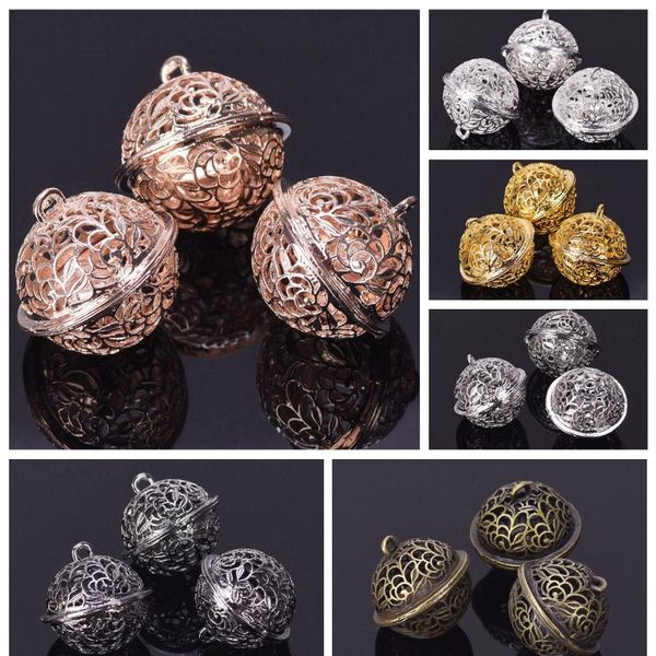 

other 6pcs 26x25mm hollow metal charms jingle bell pendants for bracelet necklace jewelry making diy crafts findings
