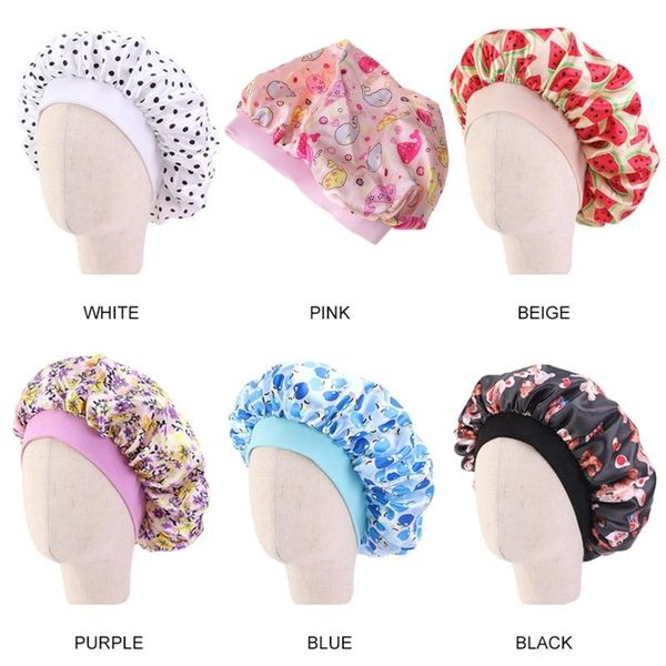 

caps & hats j60b bonnet night sleep children kids satin wide-brimmed elastic turban chemo hat, Yellow